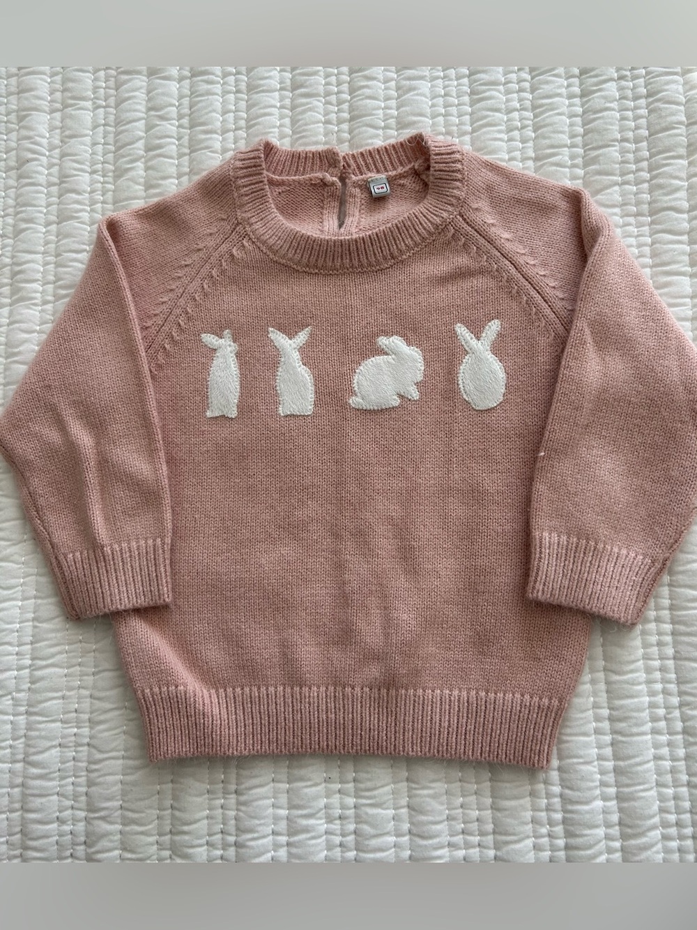 Girls Pink Lightweight Bunny Crewneck Sweater Size 3T
